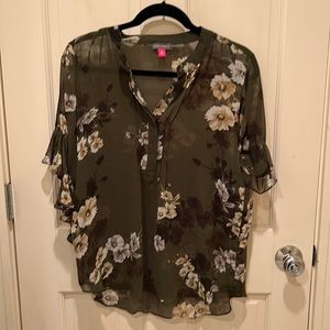 Light olive floral blouse